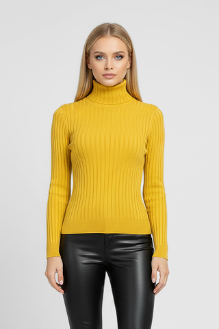 VOGUE high neck ribbed long-sleeved top