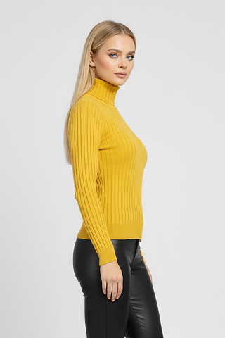VOGUE high neck ribbed long-sleeved top