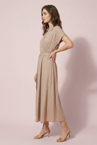 BLANCHE dress with belt and gold print