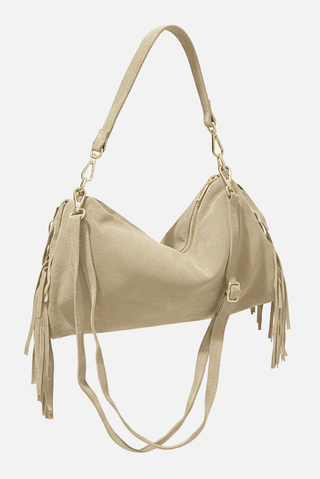 Borsa CHIC in vero camoscio con frange e zip