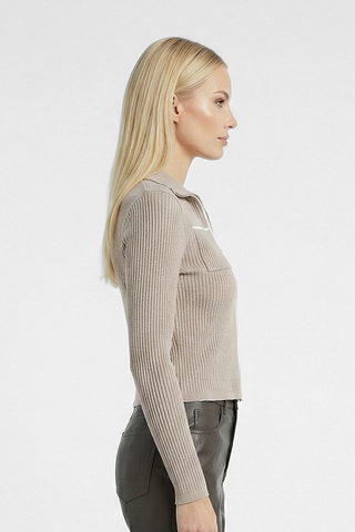 Cardigan a costine ALISSAS con zip e taschini