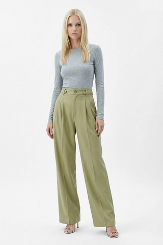 AMBRETTE fluid wide-leg trousers with pleats