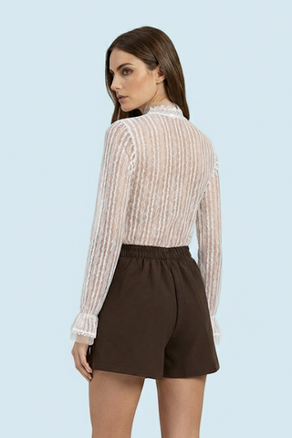 Blusa MORGANA m/l in pizzo con volant