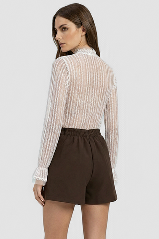 MORGANA long-sleeved lace top with ruffles