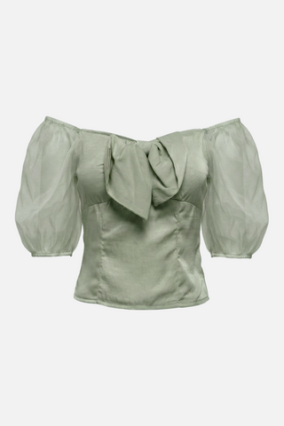 MILA top with tulle puff sleeves