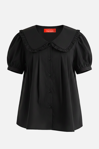 Camicia OLIVIA con colletto a bavero e rouche