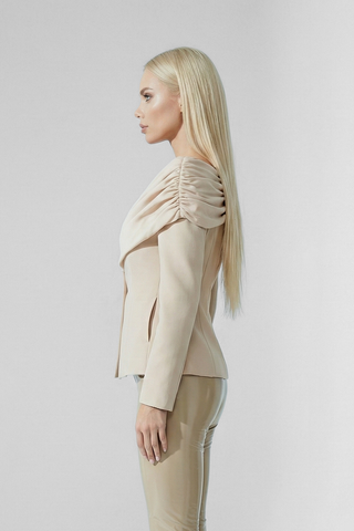 INES blazer jacket with draped neckline