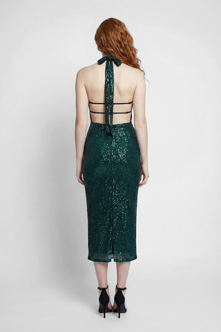 ARBENT sequined midi dress with halter neck