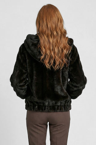 GIRON faux fur jacket with hood and pockets
