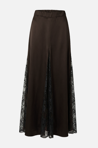 Maxi gonna CANNES lunga con elastico retro vita e con inserti di pizzo