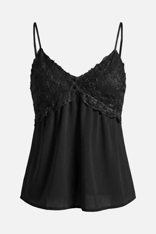 Top ZOE con inserto in pizzo e roselline