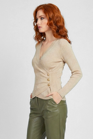 Crossed Lurex top MARSIGLIA long-sleeved